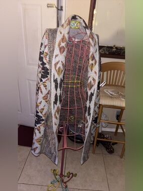 Aztec Print Open Front Cardigan Wrap - Multicolor
